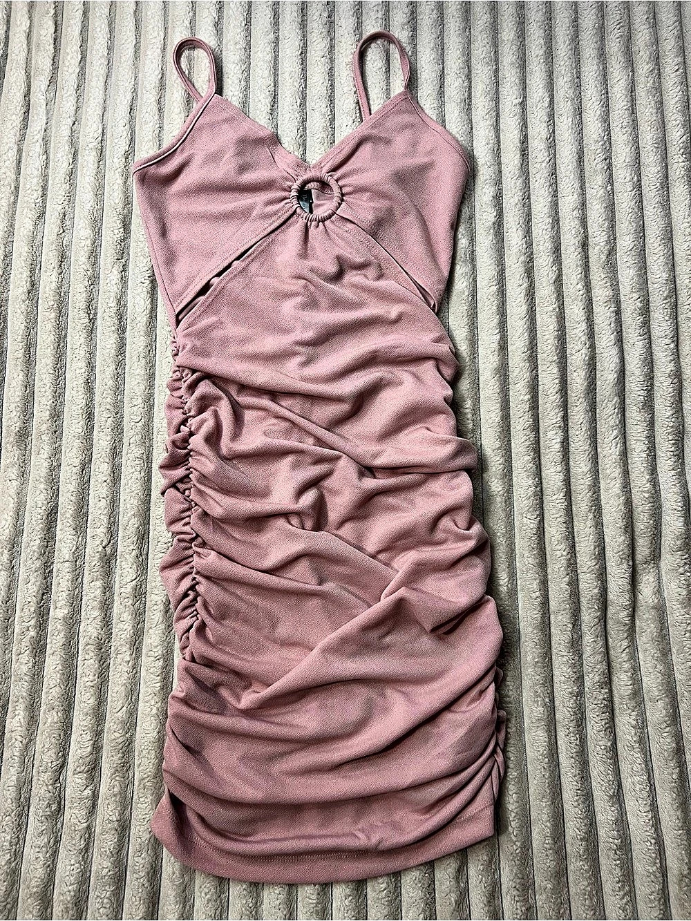 Never Lose Hope Ruched Mini Dress in Pink Like New